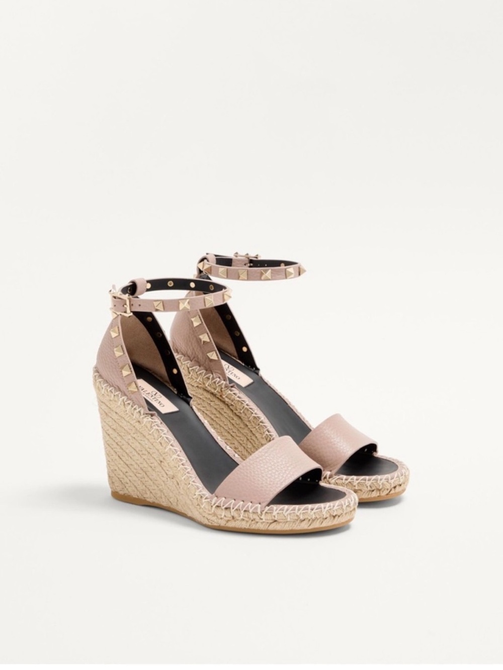 NEW Valentino Garavani Rockstud Espadrille Wedge Sandals Size 38